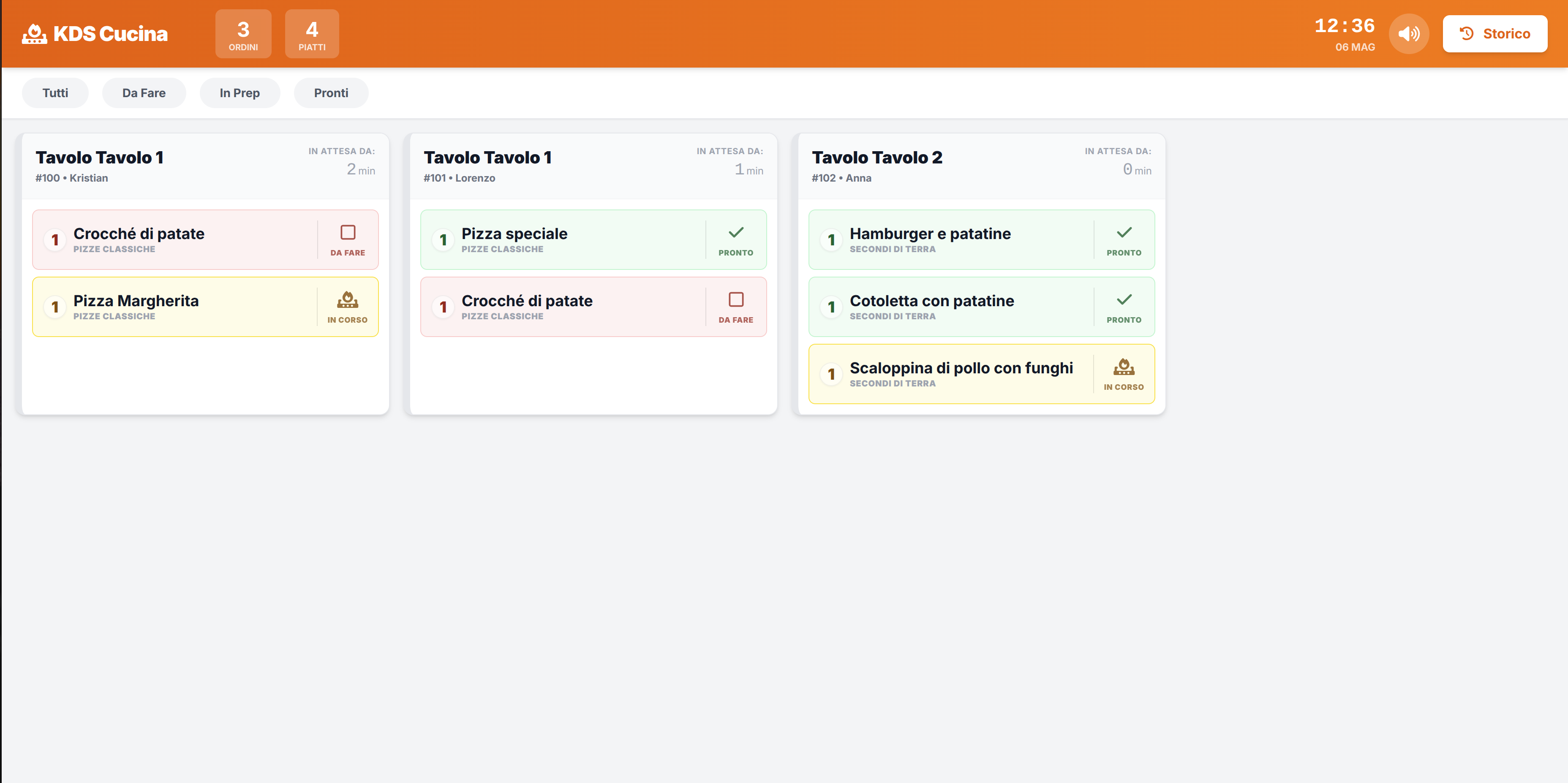 Menoo KDS Interface